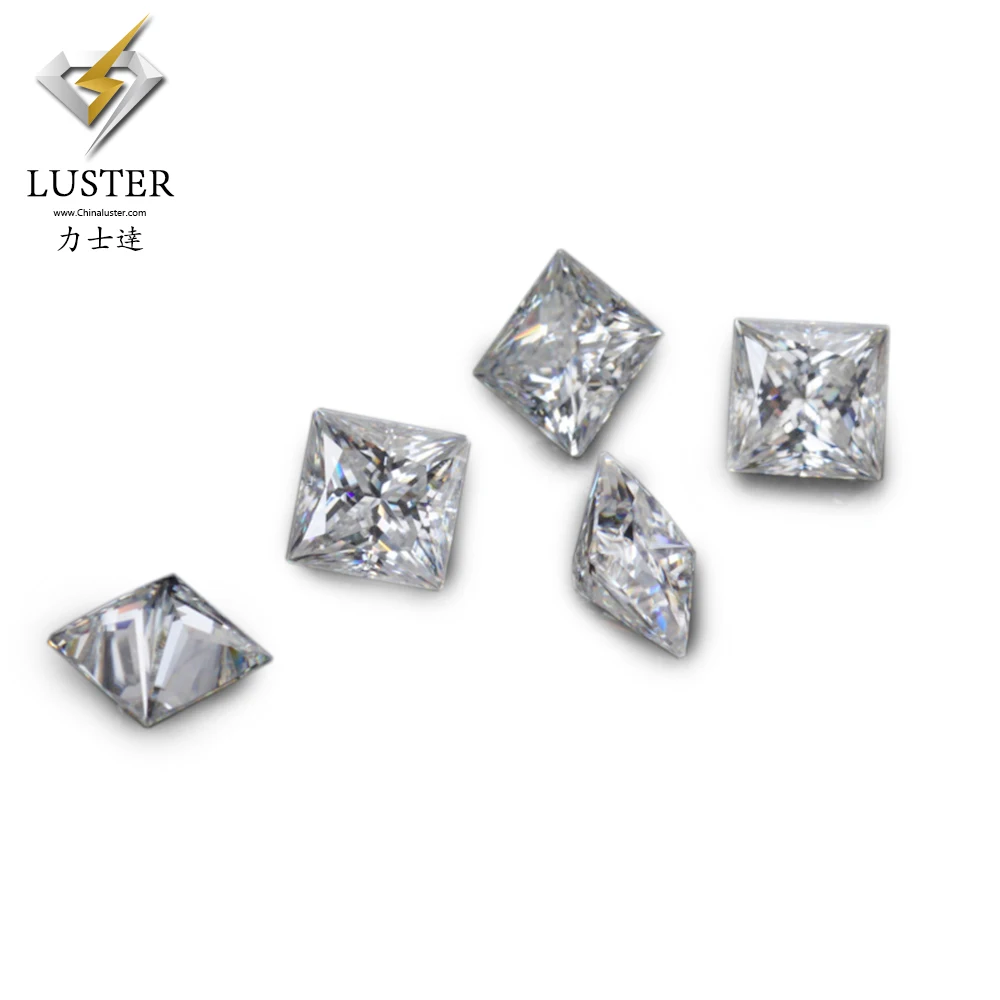 Forever solitaire brilliant white color moissanites 3*3~8*8mm Princess Cut square synthetic