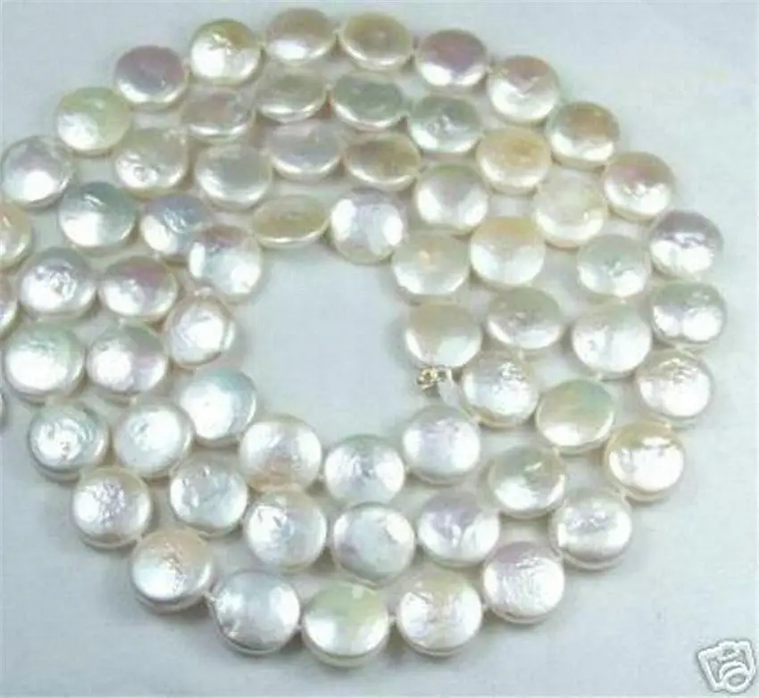 Fashion 12MM White Coin Real Natural Pearl Jewelry Gorgeous Necklace 30&quot&gtDongguan girl Store free shipping | Украшения и