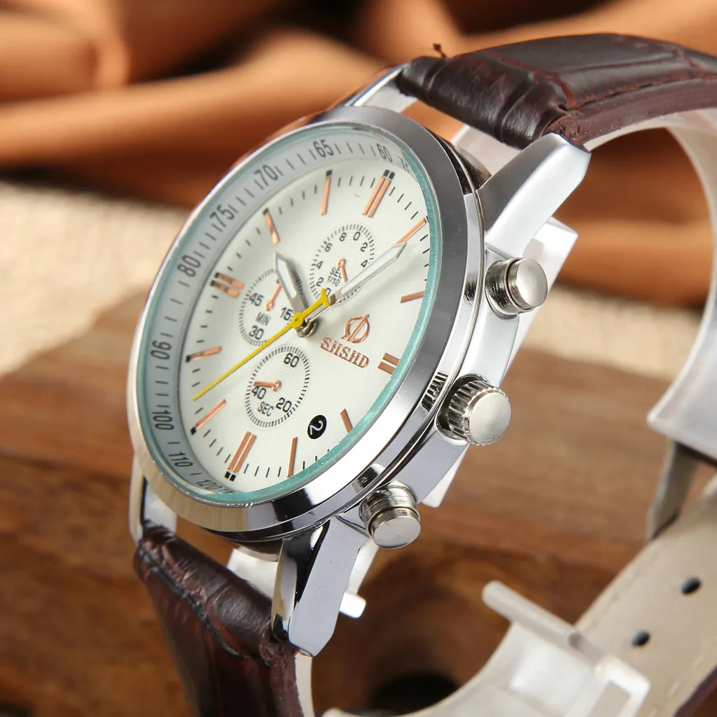 Модные темпераментные аналоговые кварцевые часы с кожаным ремешком|Кварцевые