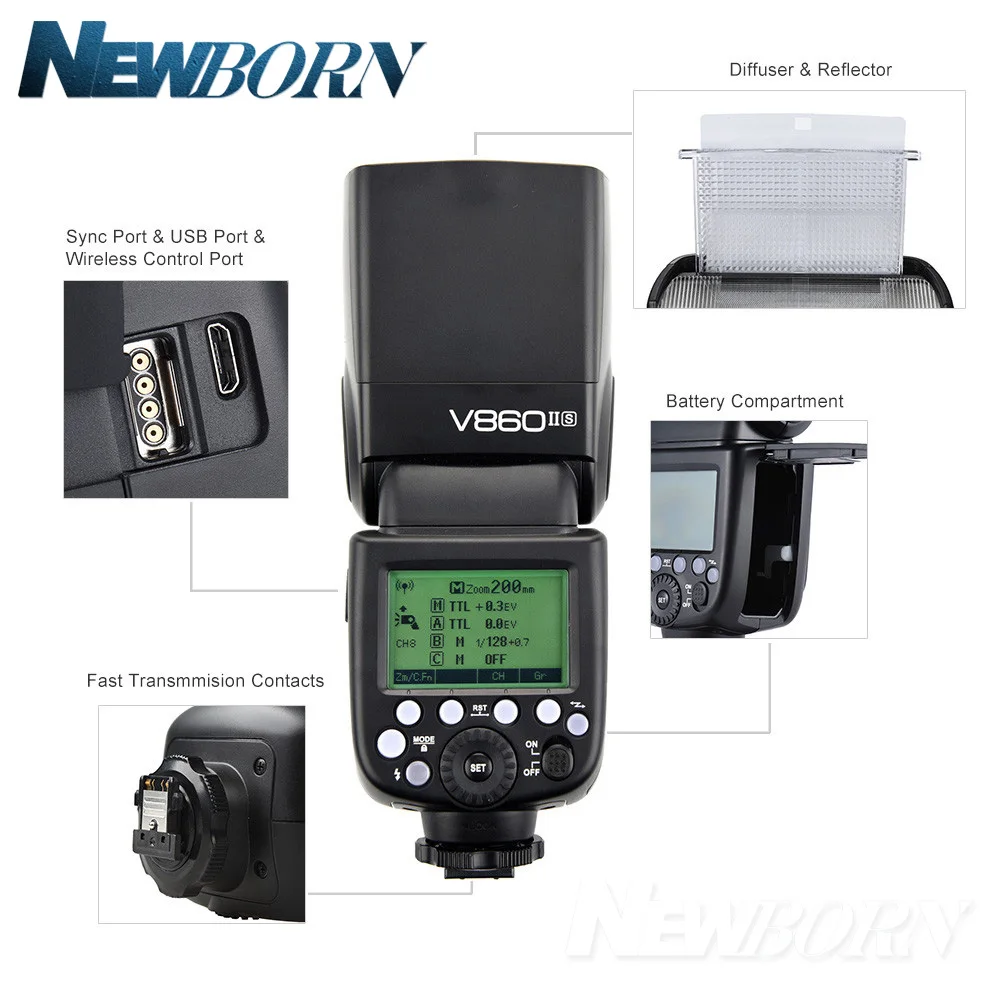 Godox v860ii s литий ионный аккумулятор Вспышка Speedlite TTL HSS 1/8000s с Xpro беспроводной