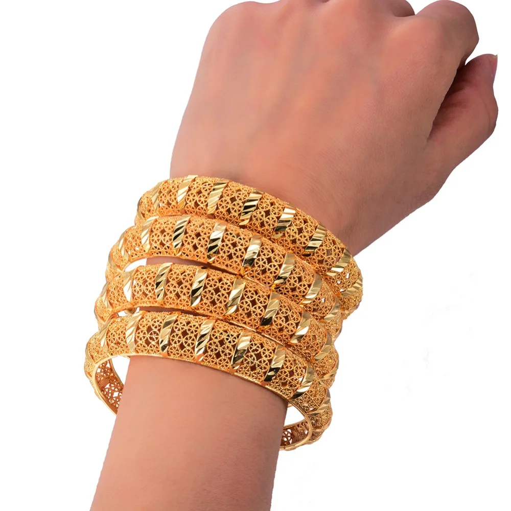 WANDO Trendy open 1pcs Ethiopian/Dubai/African jewelry Gold Color Bangles&ampBracelet 24K Jewelry for Women bracelet fe Girl Gifts |