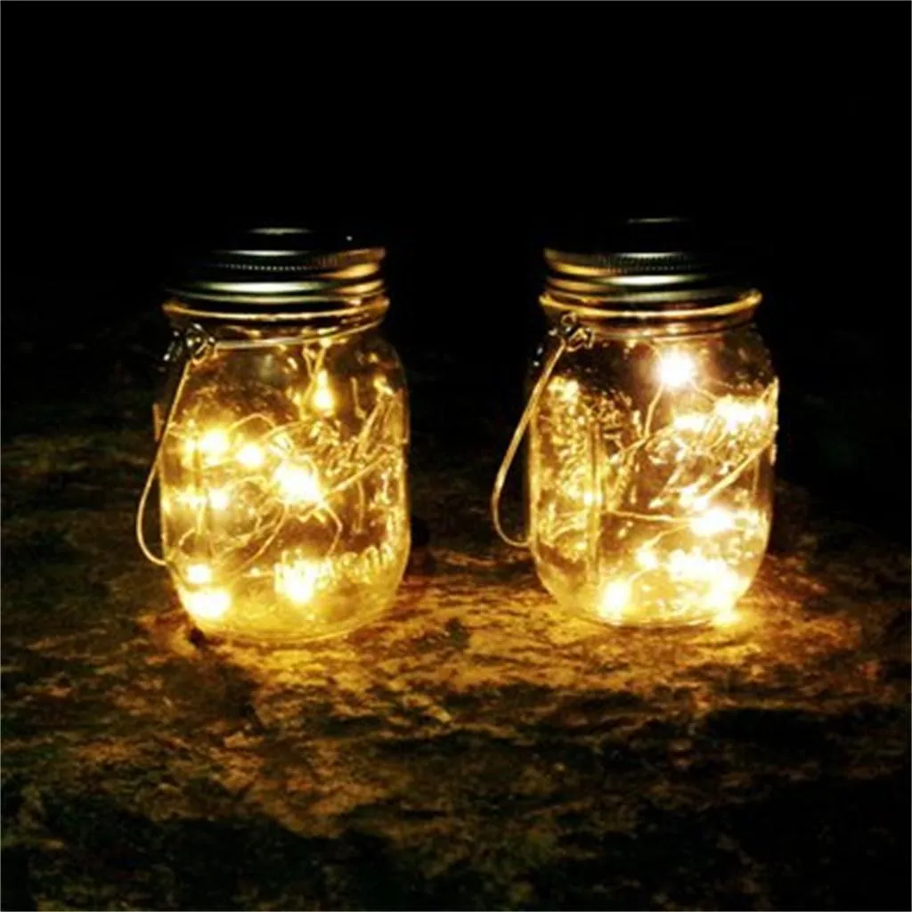 6PC Solar Fairy Cap Light Mason Jar Lid Lamp Xmas Outdoor Garden Decor Warm Light Automatic Charging Automatic Lighting#10