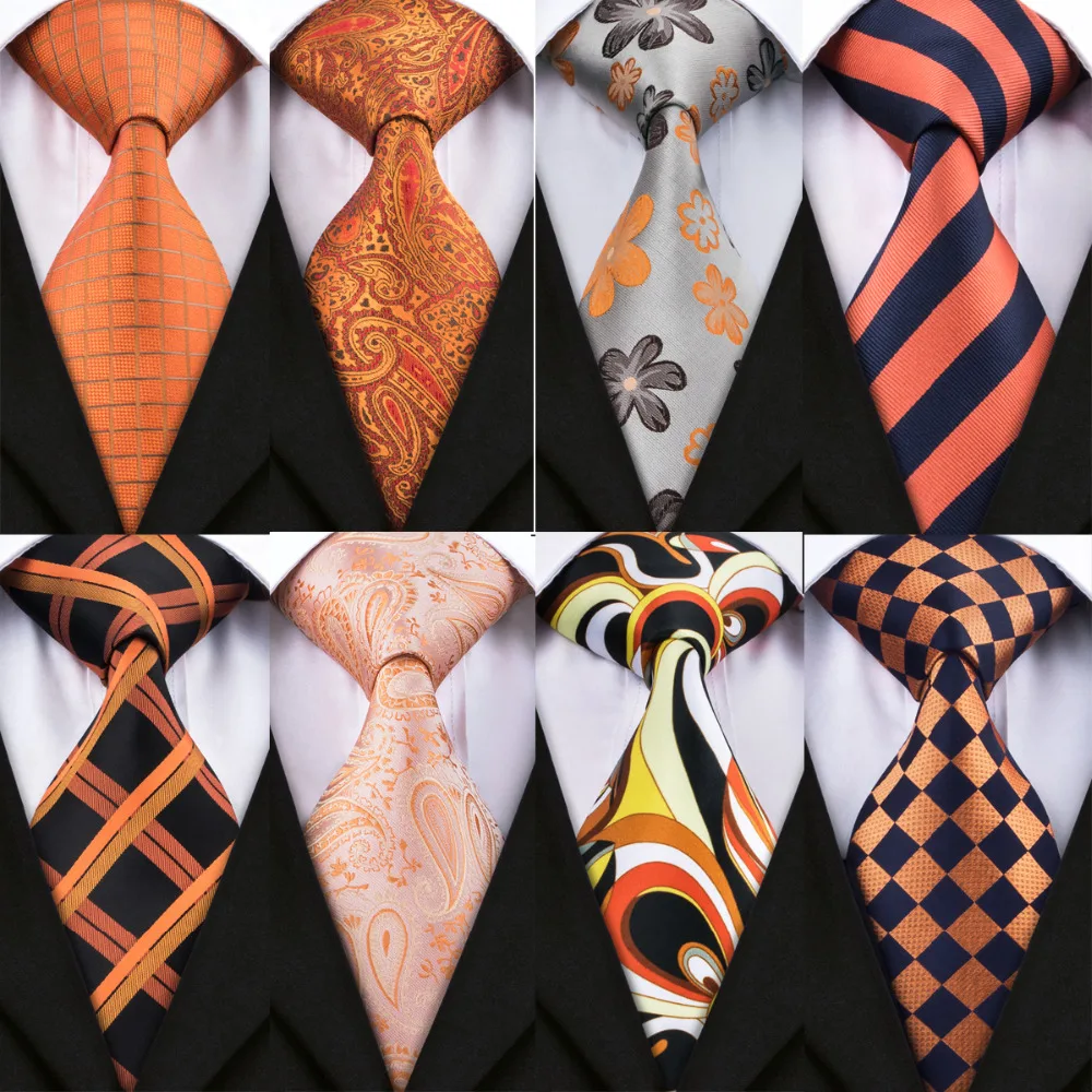 DiBanGu 2018 Новое поступление, шелковые галстуки для мужчин 8,5 см оранжевого цвета, галстуки для делового свадебного костюма, галстук-бабочка