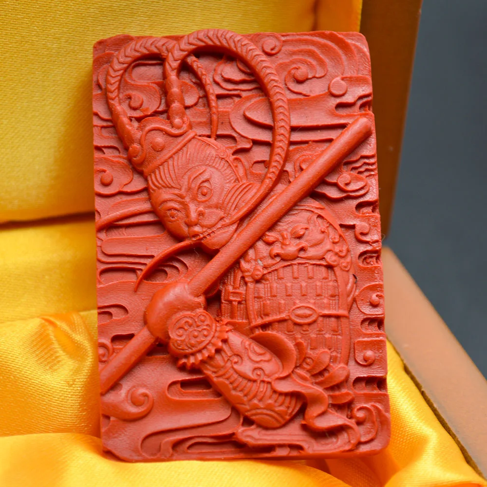 

10pcs Chinese Monkey King Carved Pendant Red Color Cinabar Powered Fashion Men and Women Jewelry