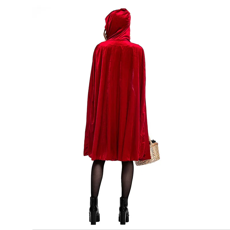 

VASHEJIANG Tales Little Red Riding Hood Costume Halloween Women Robe Lady Cosplay Embroidery Suits Cloak Outfit Plus Size