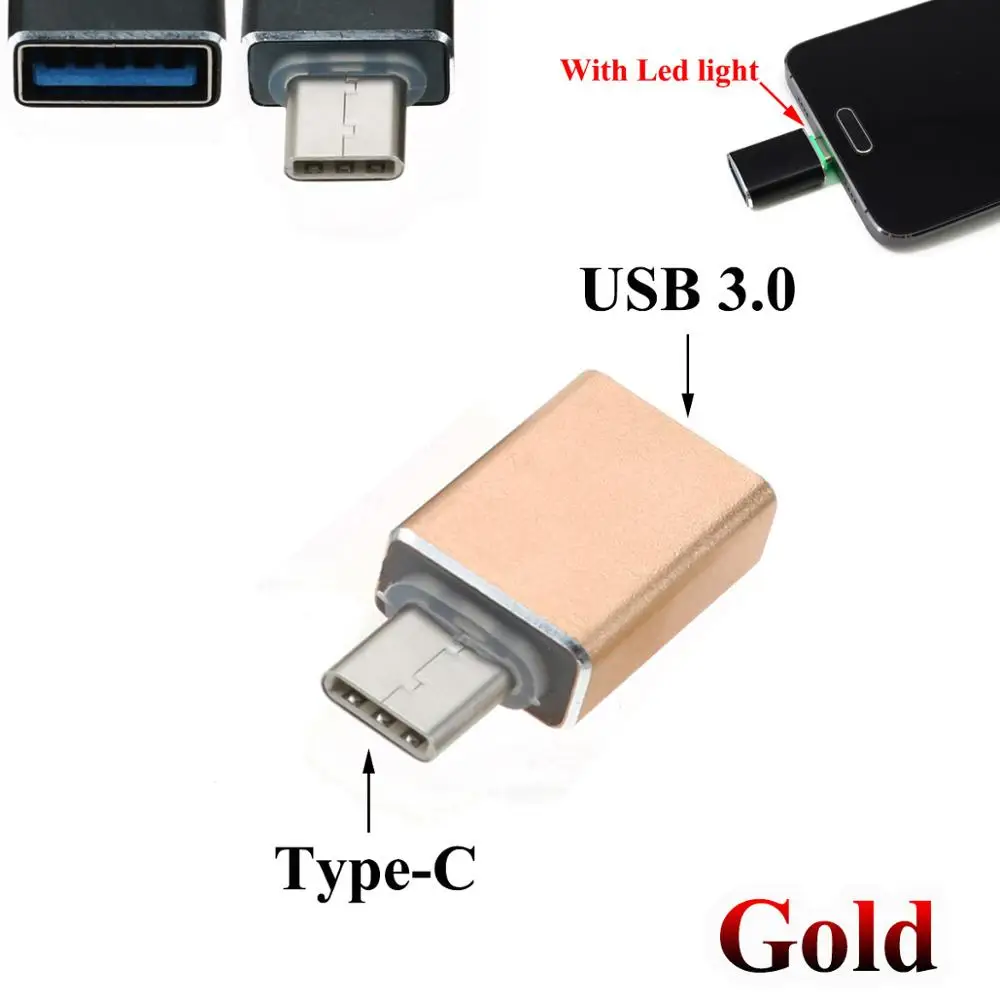 Gold YuXi Тип C штекер USB Женский Кабель адаптер конвертер для USB C к USB 3,0 зарядное устройство штекер OTG адаптер конвертер для телефона Android - Цвет: Gold