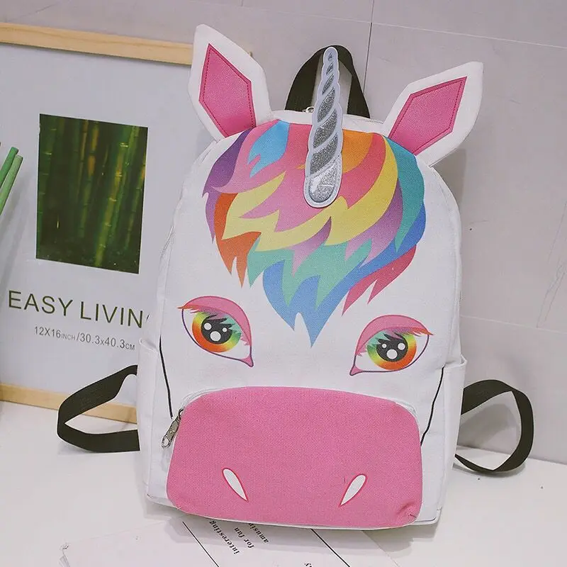 Unicorns Hourse холщовый рюкзак для девочек Подростковые Сумки ноутбука корейский