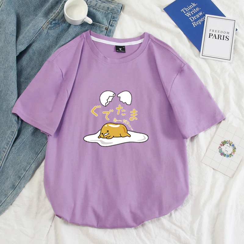 Японская забавная Футболка Harajuku Gudetama Lazy Egg Yolk, Мужская хлопковая футболка Kawaii С мультяшным принтом, новинка, женская футболка, топы