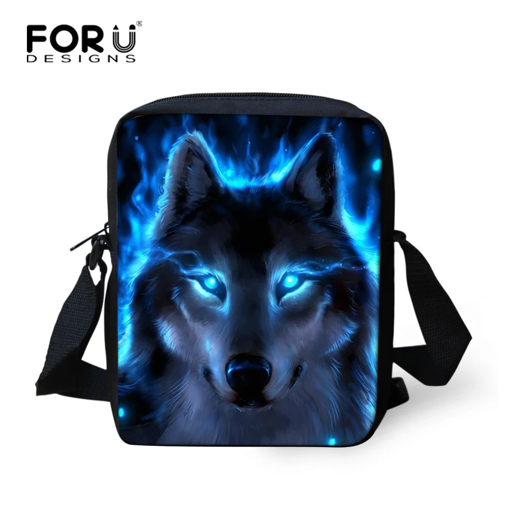 FORUDESIGNS/Мужская мини сумка мессенджер Детская для Кроссбоди с изображением волка
