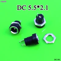 1pcs 3a 12v 5 52 12 5mm dc socket with nut 5 5x2 15 5x2 5 mm dc power jack socket female panel mount connector