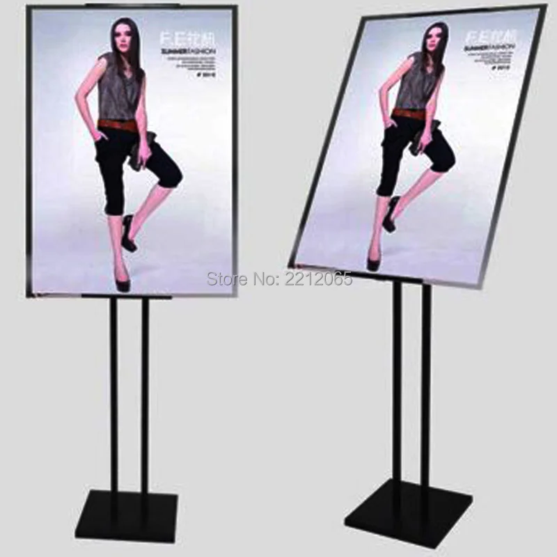 Adjustable Double Pole Floor Stand Iron Poster Display for Retail Store,Shopping Centers,Hotel and Restaurant
