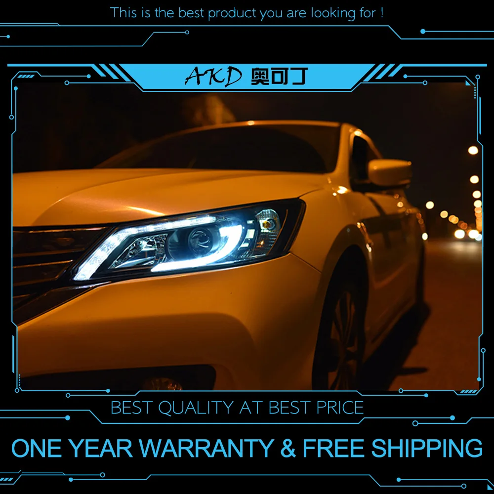 AKD тюнинг Автомобильные фары для Honda Accord- светодиодные фары DRL ходовые огни Биксеноновые Противотуманные фары ангельские глазки авто