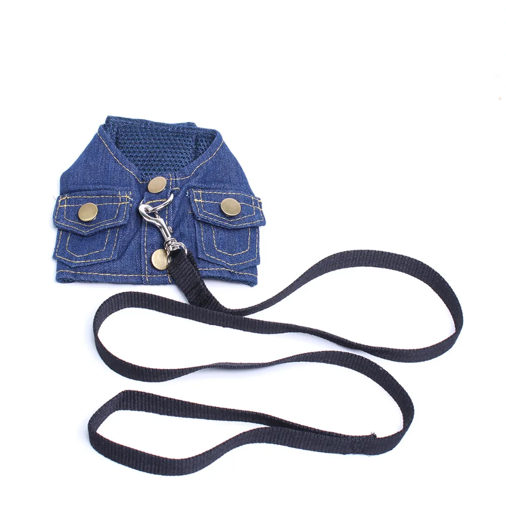 Dog Cat Denim Control Harness&ampLeash Pet puppy Harness Soft Mesh Walk Collar 2 Colours 3 sizes | Дом и сад