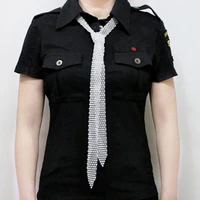 new personality creative necktie shape pendant necklace retro style rhinestone sweater chain fashion set auger clothing tie