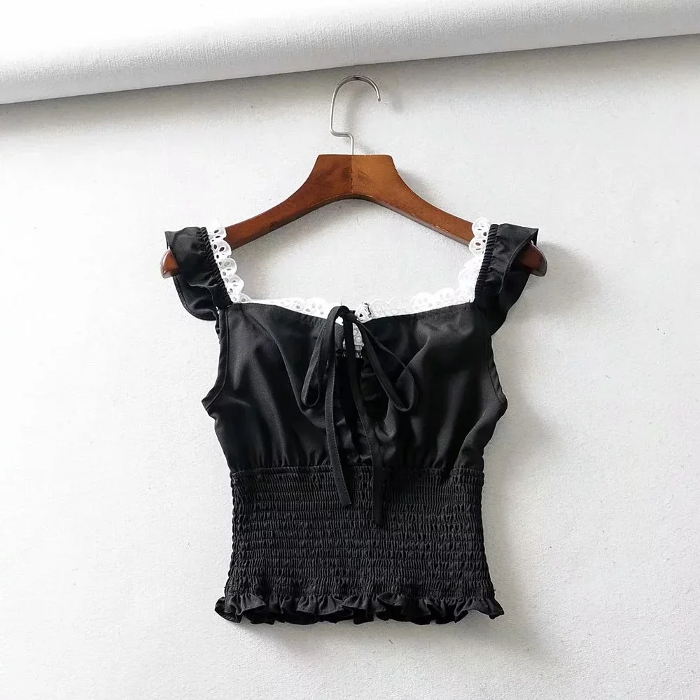 Летний Шелковый атласный укороченный топ женская одежда 2019 сексуальный женский