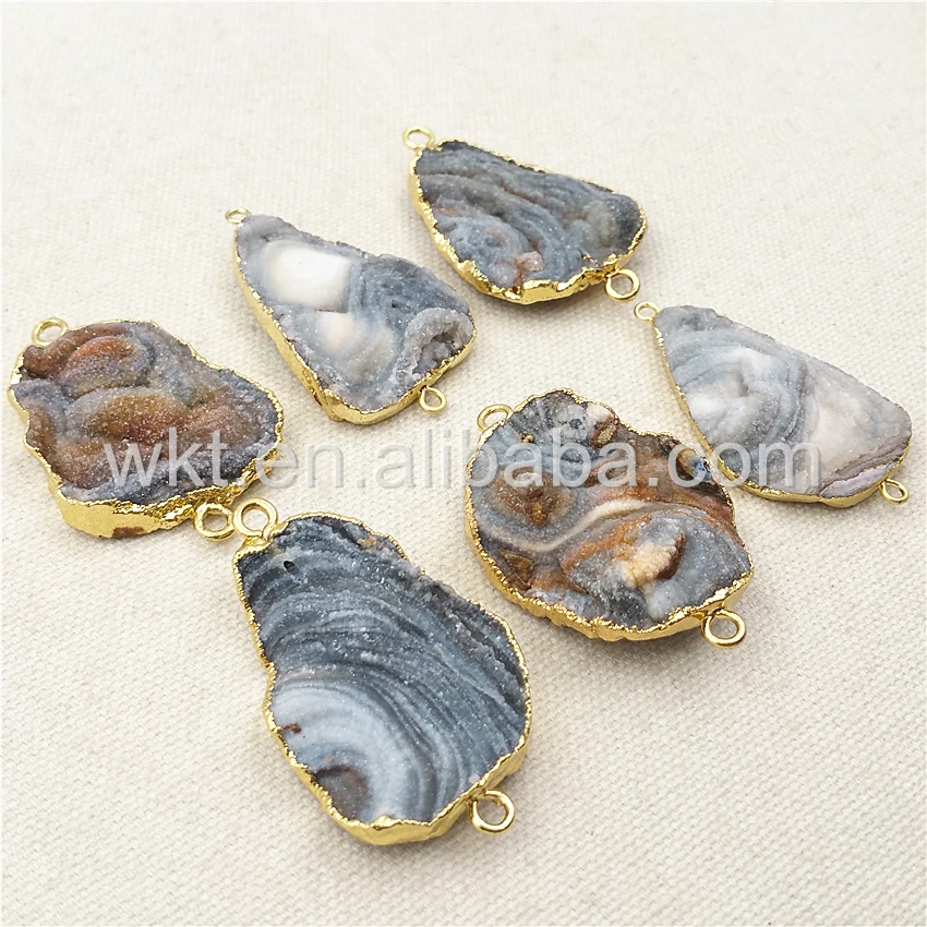 Натуральный druzy камень соединитель аксессуары для ювелирных изделий золотой