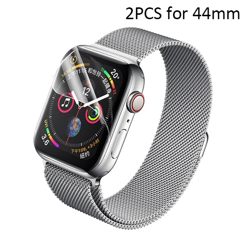 Transparent 44mm 2 шт./партия, защитная пленка для Apple Watch 4, обновленная Гидрогелевая Защитная пленка с полным покрытием для i watch размером 40-44 мм - Цвет: Transparent 44mm