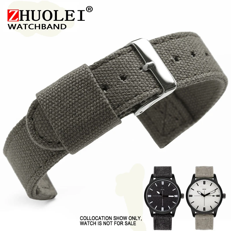 T For Sw Army/ Timberland Canvas Watch Strap Black/grey Watc