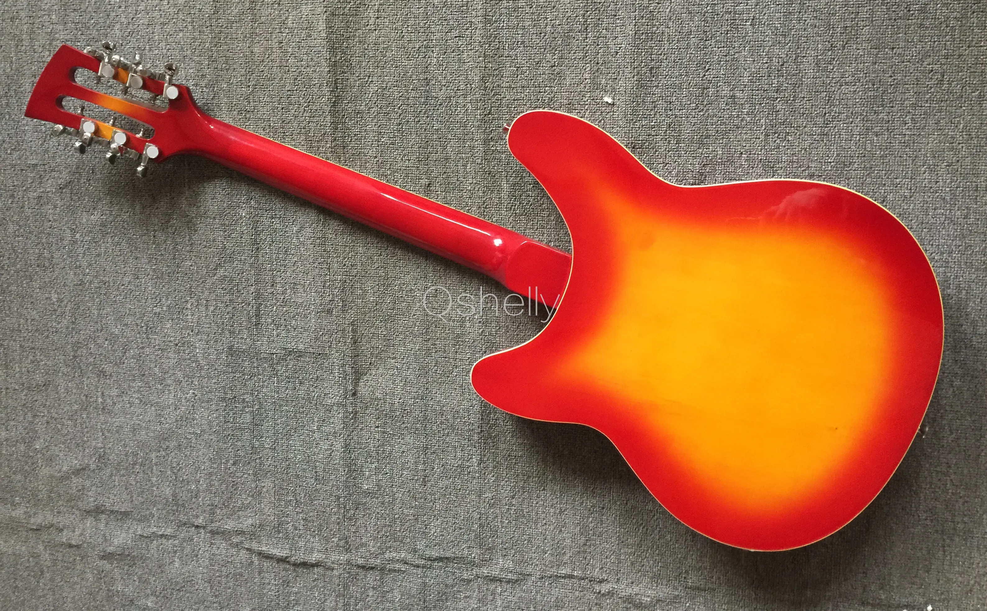 Высококачественная QShelly индивидуальная Вишенка RK 12 струн R tremolo shark Triangle inlay f hole