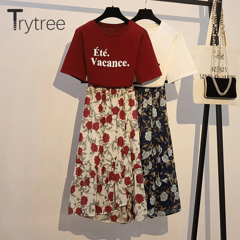 Trytree летний женский комплект из двух предметов Повседневный хлопковый топ с