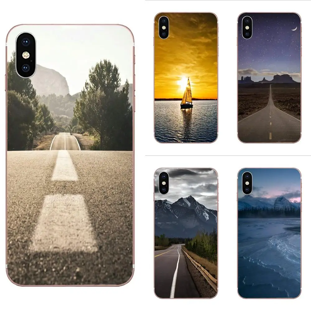 Мягкий чехол из ТПУ с рисунком для телефона дорожный пейзаж Apple IPhone X XS Max XR 4 4s 5 5C 5S