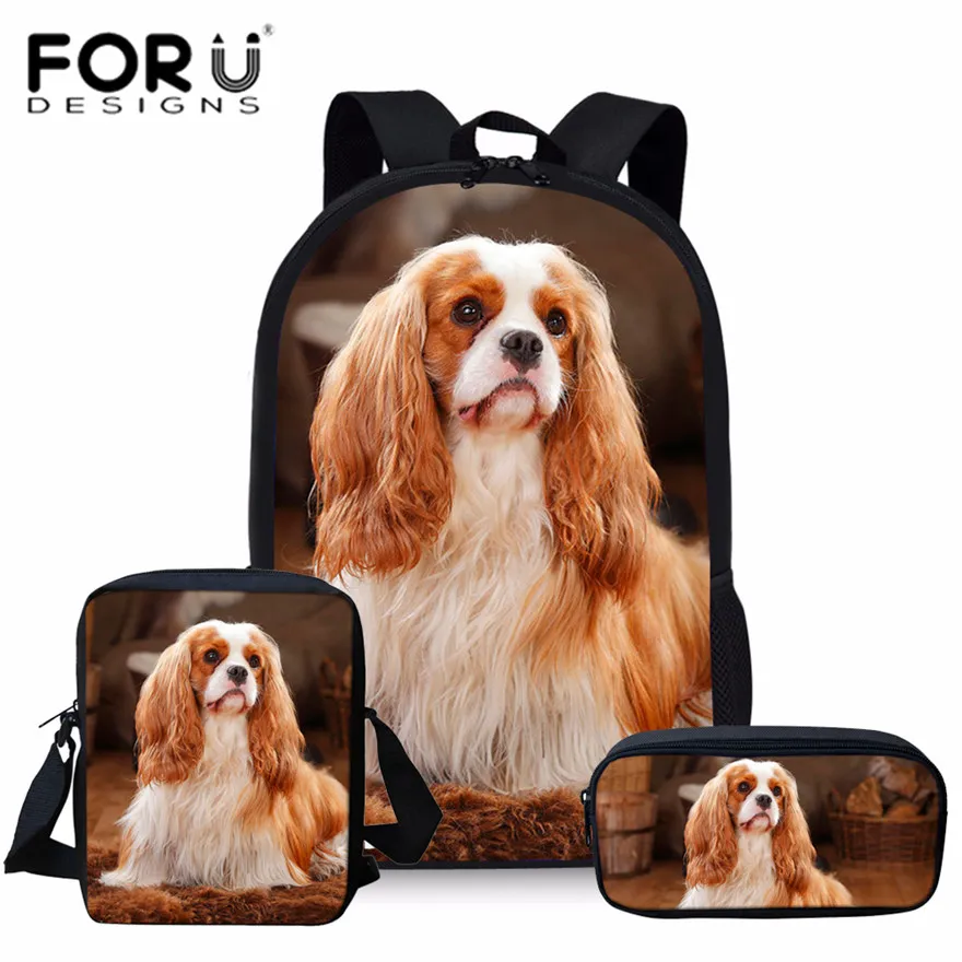 FORUDESIGNS/школьные сумки для подростков 3 шт./компл. с принтом в виде собак King Charles