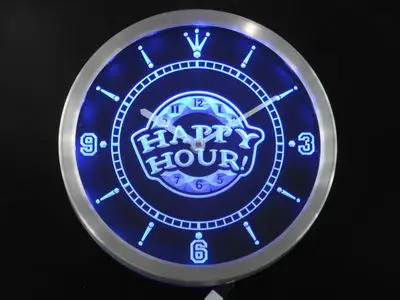 

nc0288 Happy Hour Bar Beer Pub Neon Light Signs LED Wall Clock