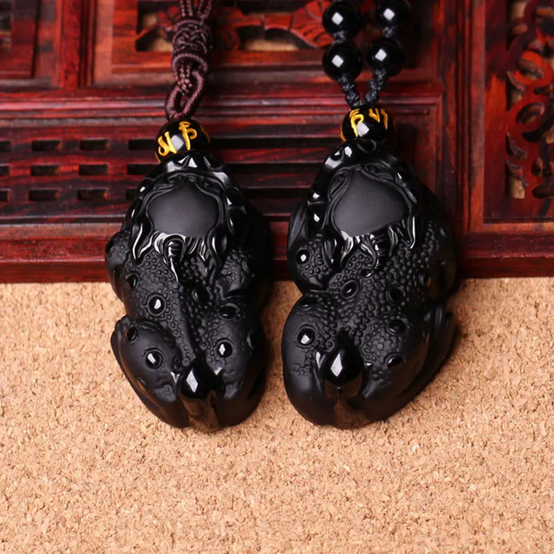 Прямая поставка высококачественный кулон из натурального обсидиана подвеска PIXIU