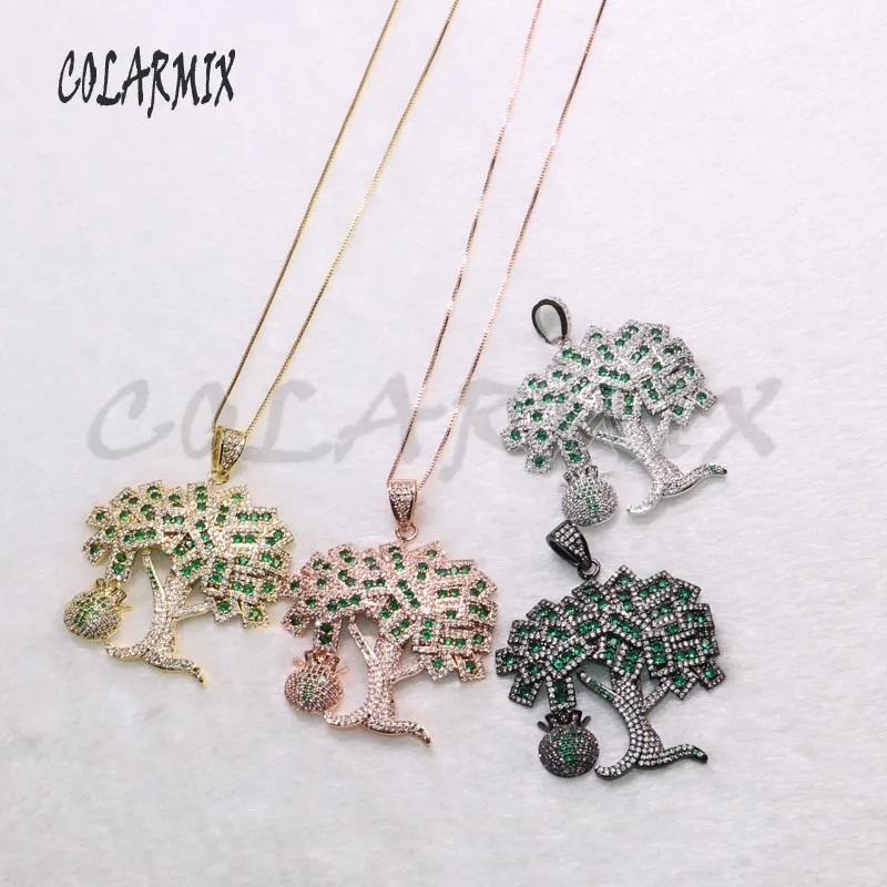 Ожерелье из 5 нитей с деревом украшения растениями аксессуары зеленого циркония