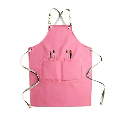 Pink Crossback Strap Розовый джинсовый фартук брезентовый ремень официанта бариста бармена Кондитерская форма пекаря парикмахера флориста художника рабочая одежда E17 - Цвет: Pink Crossback Strap