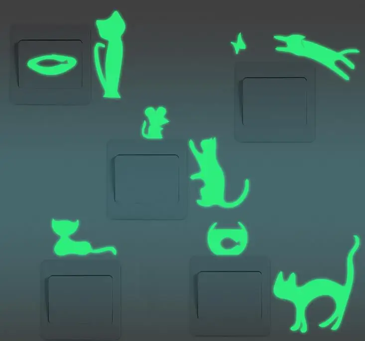 Светящийся Переключатель стикер DIY милый домашний переключатель кошки настенный
