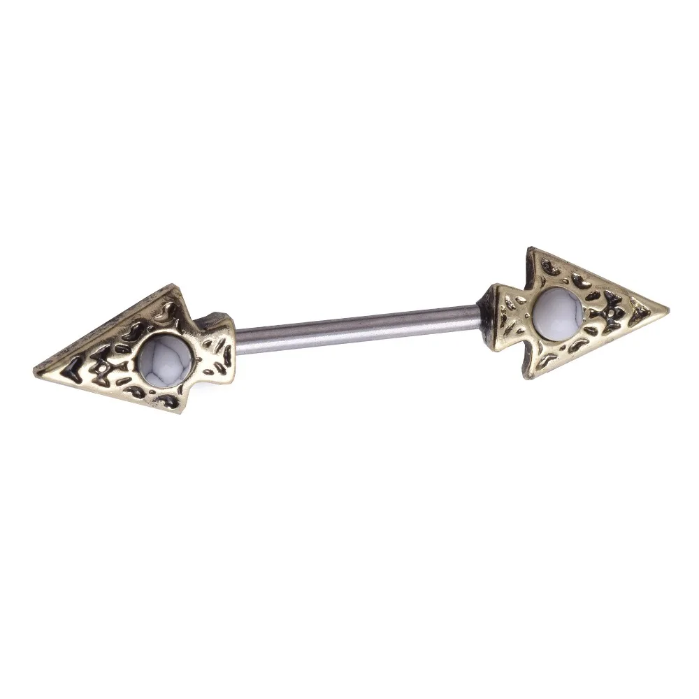2PCS Charm Arrow Surgical Steel Nipple Piercing Barbell Rings Turquoises Bar 14G Body Jewelry | Украшения и аксессуары