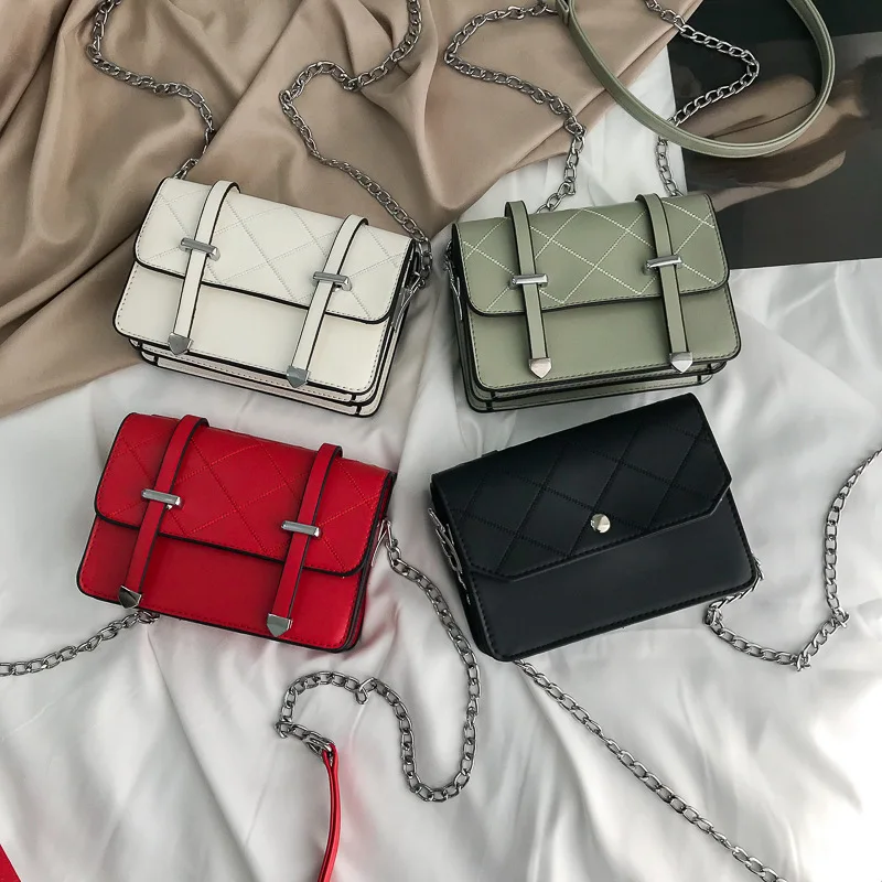 Youda Женская мода сплошной цвет сумка на плечо с цепью ремень ретро для девочек