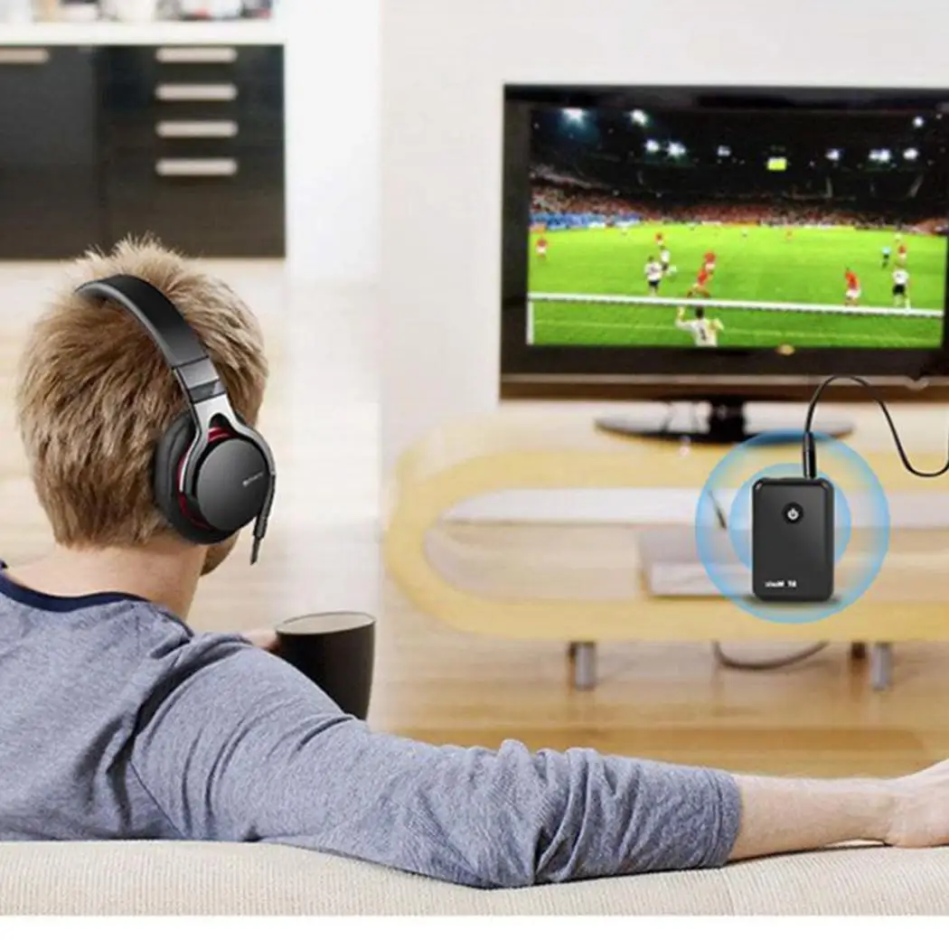 Портативный Bluetooth передатчик для ТВ Беспроводной аудио адаптер подключенный к 3 5