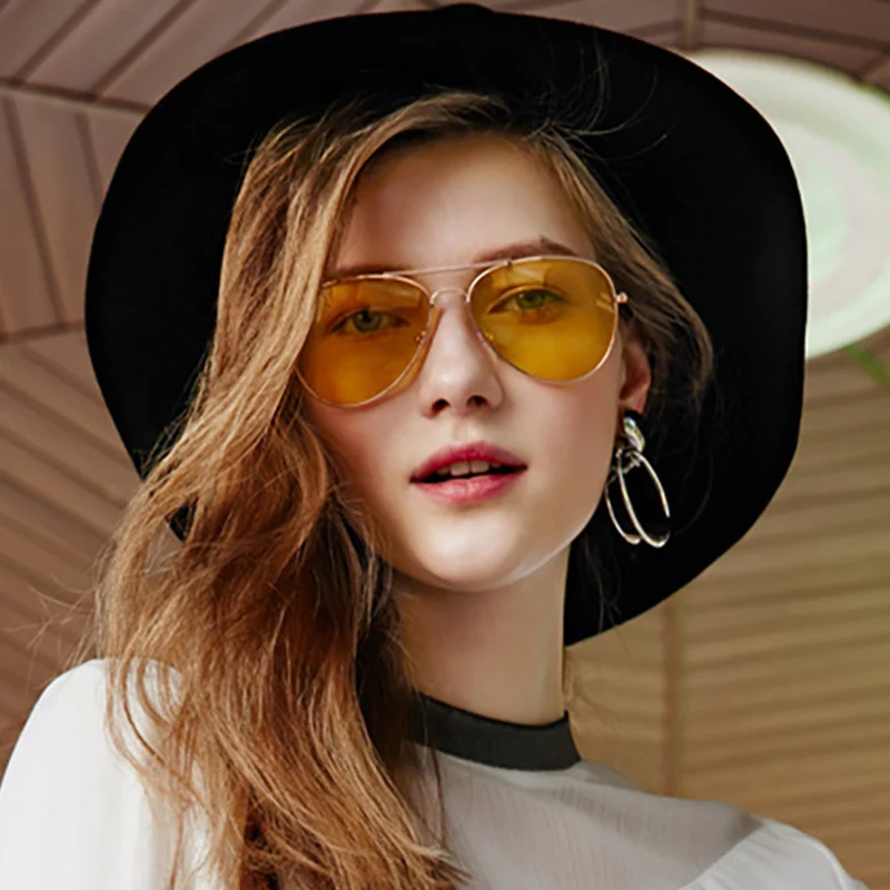Очки авиаторы солнцезащитные для вождения UV400 желтые|gafas de sol|de solglasses driver |