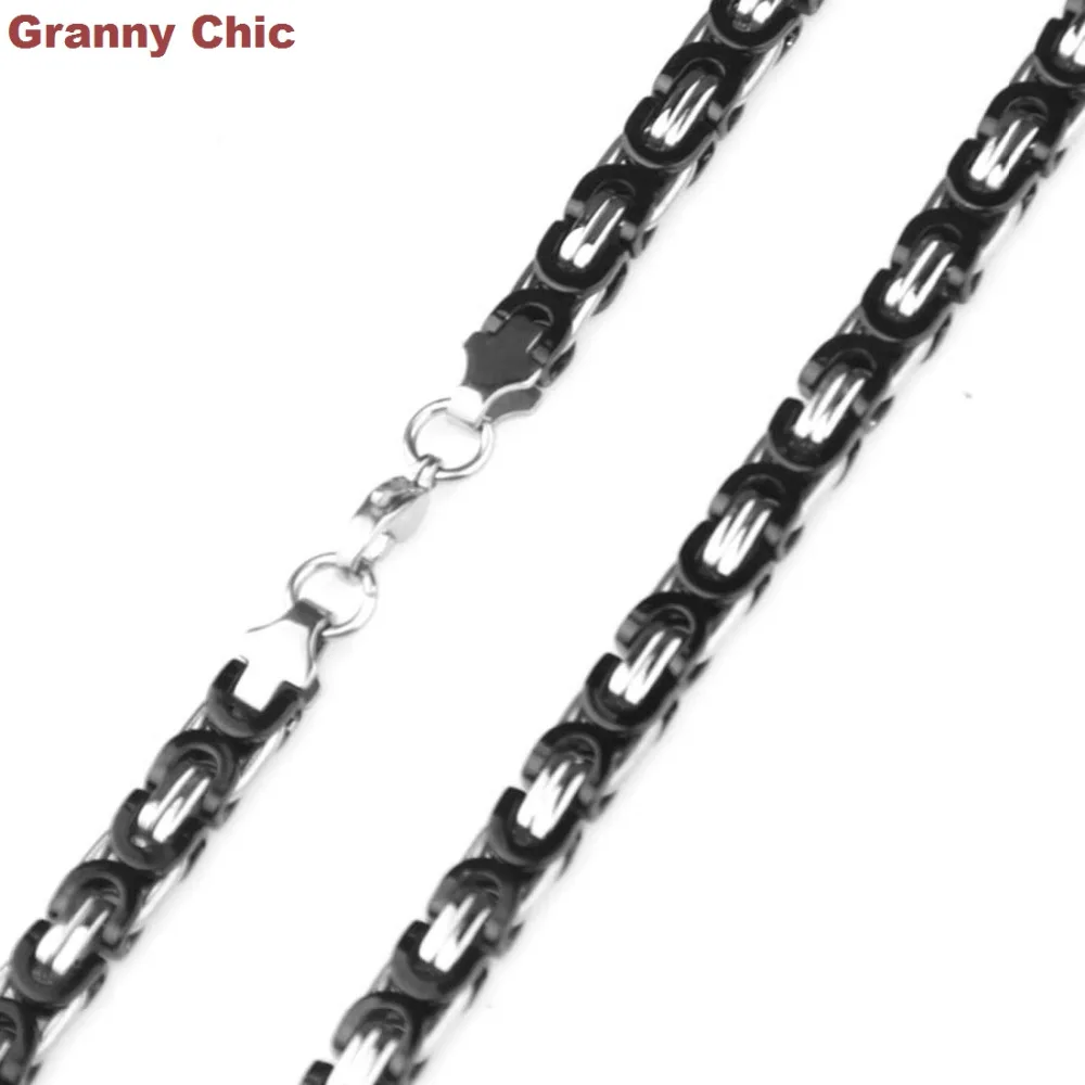 Мужская плоская Византийская цепочка Granny Chic ожерелье из нержавеющей стали