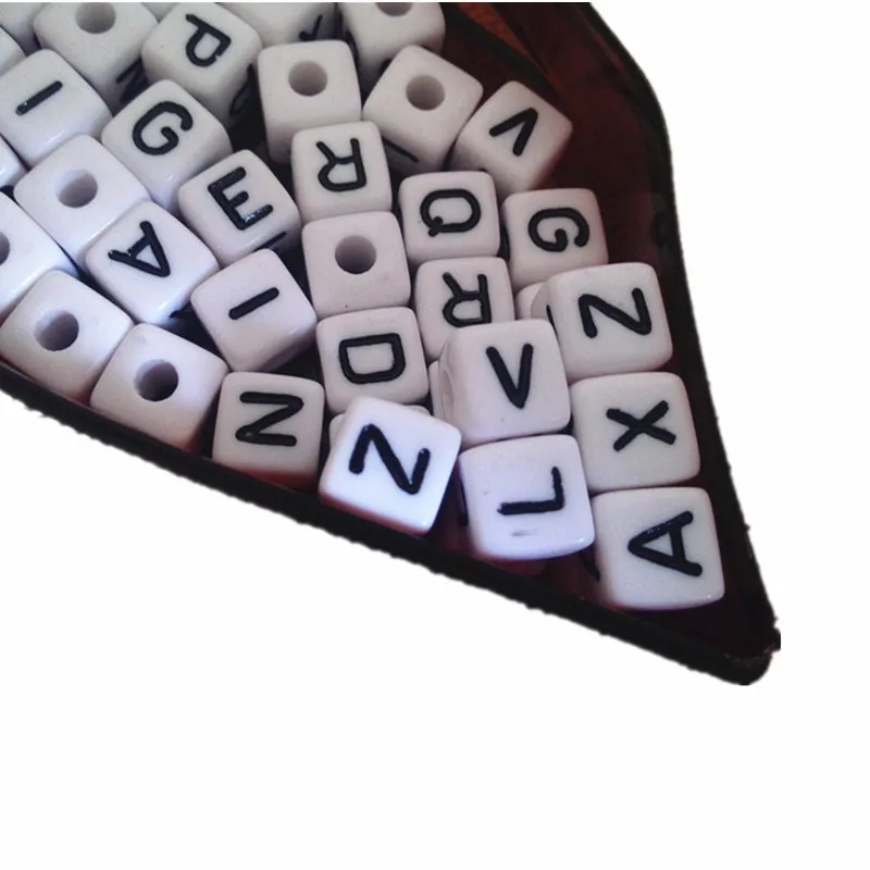 High Quality 30PCs 10*10MM Single Letter R Printed Cube Acrylic Alphabet Jewelry Beads DIY Bracelet Spacer Initial |