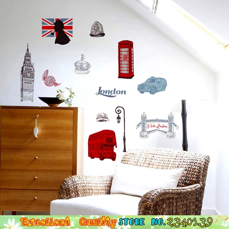 Классический Лондон-Сити Англия Стиль Росписи Искусства Стены Стикеры Большой