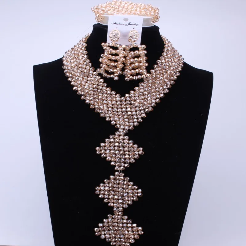 Золото и Sage африканские Коренастый Бусы Ювелирные наборы мода в нигерийском