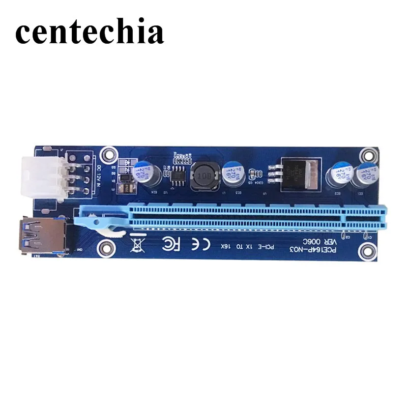 Centechia райзер 60 см PCI Express pci-e 1X к 16X Riser Card Extender PCIe адаптер + кабель USB 3.0 и 15Pin SATA 6Pin IDE