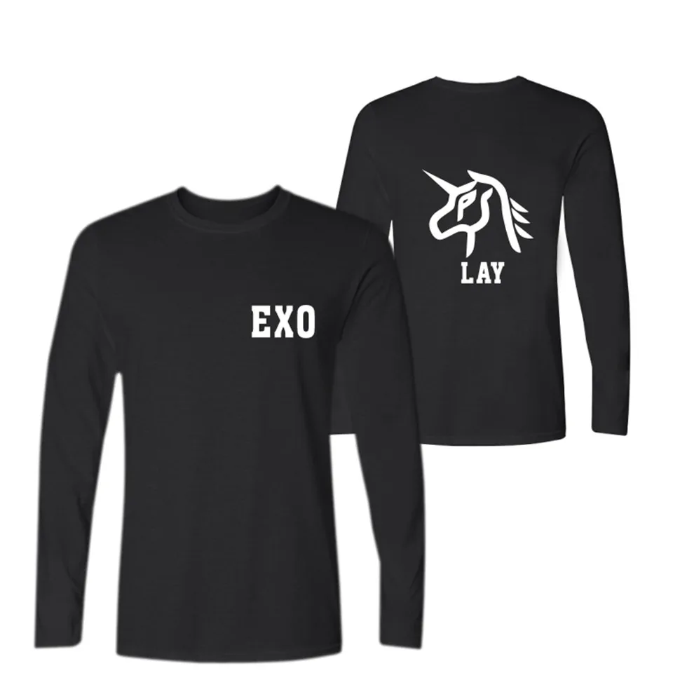Женская футболка с длинным рукавом EXO Kpop осенняя в Корейском стиле принтом |
