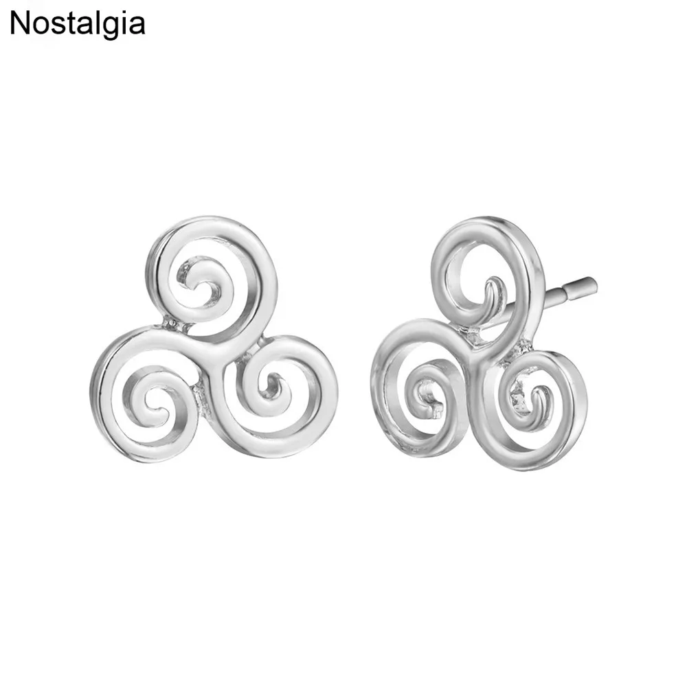 Женские и мужские Спиральные серьги гвоздики Triskelion Triskele маленькие с символом