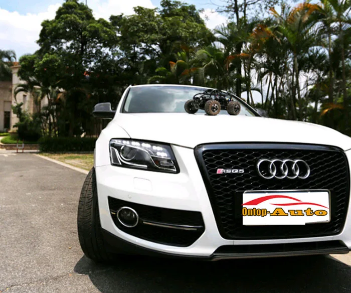 Спортивный передний бампер глянцевый черный сотовый + хромированная отделка