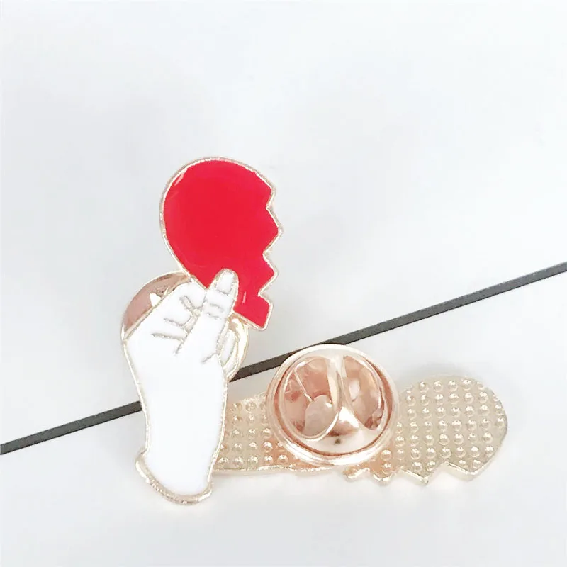 2 шт./набор вышивка в форме сердца ручная красная мультяшная брошь подарок для