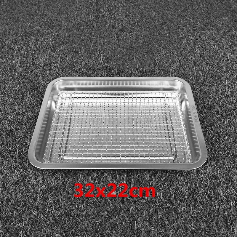 plate 32x22 add mesh Сетки для барбекю из нержавеющей стали 304, сетка для барбекю, сетка для гриля, прямоугольное для выпечки, инструмент с дренажной рамой для сушки торта - Цвет: plate 32x22 add mesh