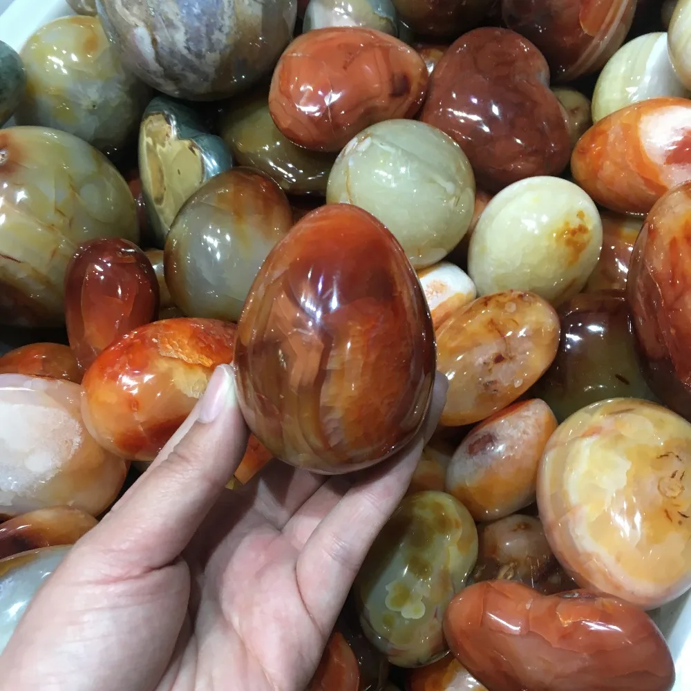 Natural Red Carnelian Geode Crystal Quartz Agate Egg Polished Specimen Stone | Дом и сад