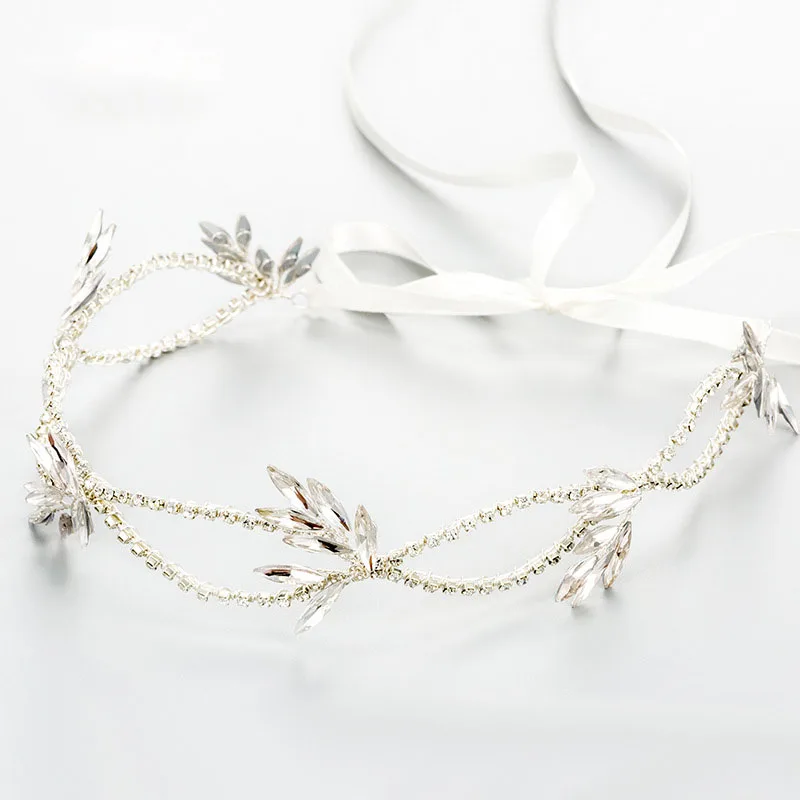 SLBRIDAL, лента ручной работы, проводные хрустальные стразы, цветок, свадебные аксессуары для волос, повязка для волос, свадебная повязка на голову для подружек невесты