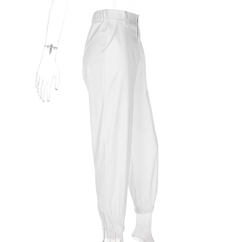 Pantalon Femme брюки с высокой талией женские шаровары белые спортивные штаны женские модные повседневные свободные белые спортивные штаны