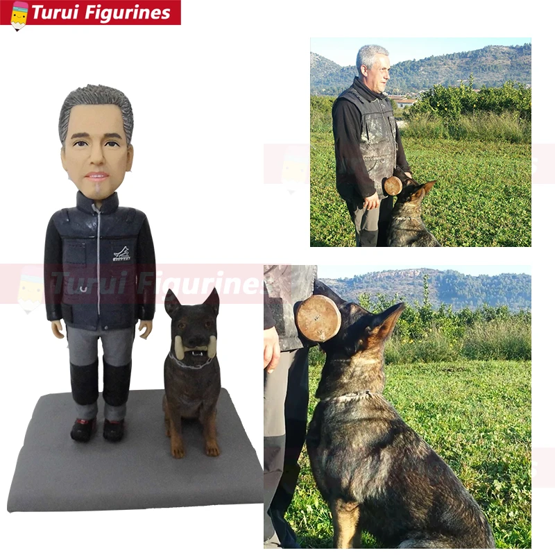 Футбольная игра фанаты девушка с ее собакой мини-Статуэтка маленькие человечки