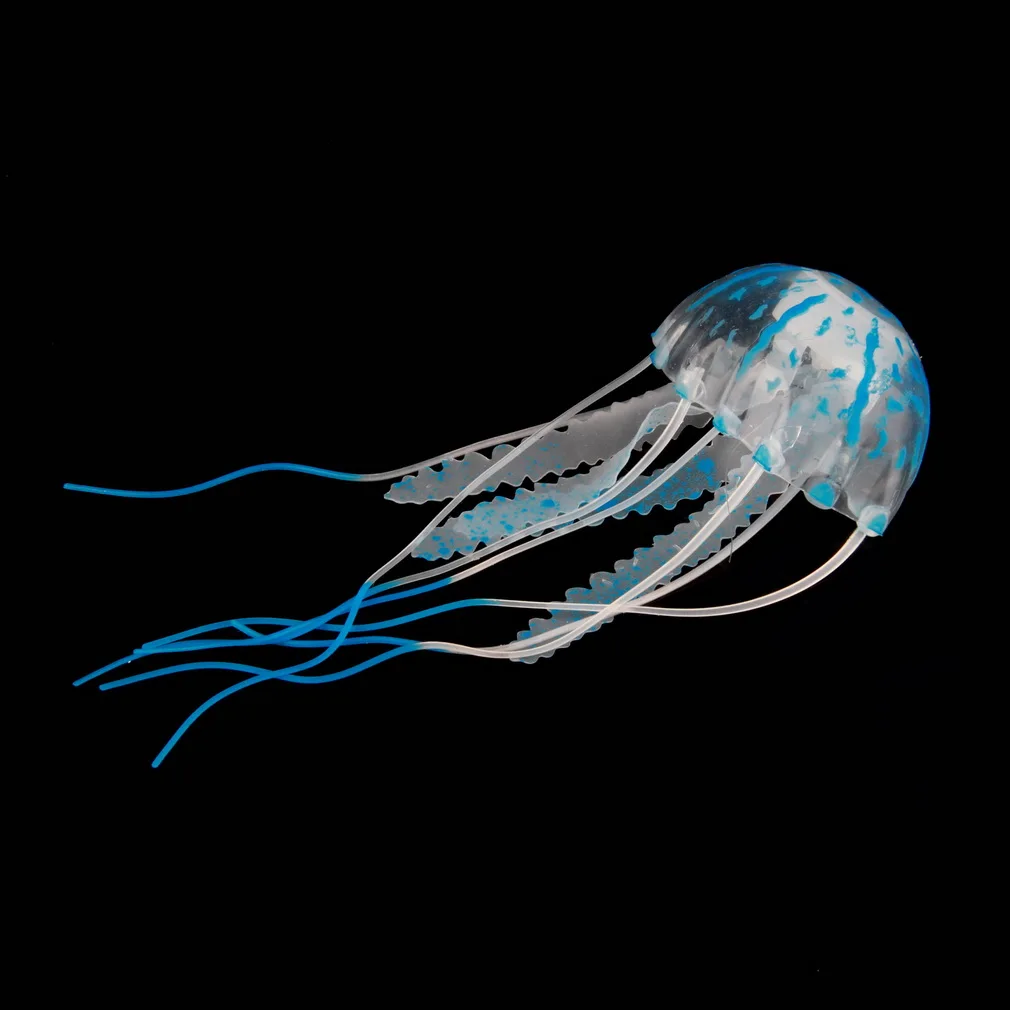 Симпатичные Силиконовые светящиеся эффект искусственные Медузы орнамент Рыба игрушки Аквариум Украшение движется водным током в танке